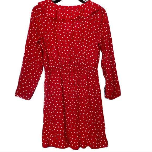 DOLLS KILL Miley & Molly Red Polka Dot Mini Faux Wrap Dress - Picture 3 of 5